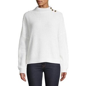 EN Thread Oversized Wool Alpaca Blend Mockneck Chunky Knit Sweater • Cream • XL